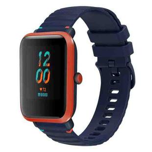 For Amazfit Bip S Wavy Dotted Stitched 20mm Silicone Watch Band(Navy Blue)