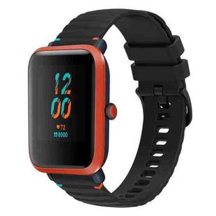 For Amazfit Bip Lite Wavy Dotted Stitched 20mm Silicone Watch Band(Black)