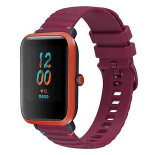 For Amazfit Bip Lite Wavy Dotted Stitched 20mm Silicone Watch Band(Wine Red)