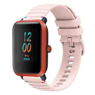 For Amazfit Bip Lite Wavy Dotted Stitched 20mm Silicone Watch Band(Rose Pink)