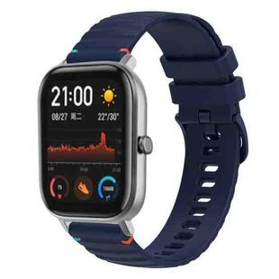 For Amazfit GTS Wavy Dotted Stitched 20mm Silicone Watch Band(Navy Blue)