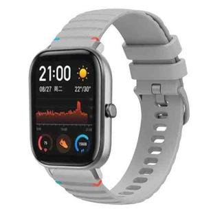 For Amazfit GTS Wavy Dotted Stitched 20mm Silicone Watch Band(Gray)