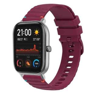 For Amazfit GTS Wavy Dotted Stitched 20mm Silicone Watch Band(Wine Red)