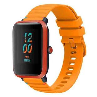 For Amazfit Bip Wavy Dotted Stitched 20mm Silicone Watch Band(Amber Yellow)