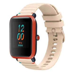 For Amazfit Bip Wavy Dotted Stitched 20mm Silicone Watch Band(Cream Coloured)