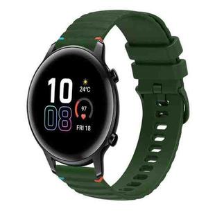 For Honor Magic Watch 2 42mm Wavy Dotted Stitched 20mm Silicone Watch Band(Army Green)