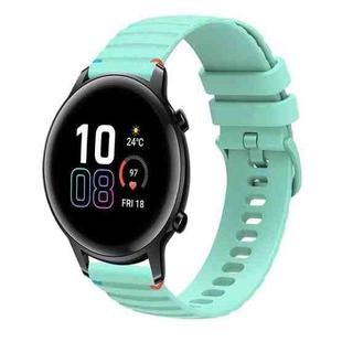 For Honor Magic Watch 2 42mm Wavy Dotted Stitched 20mm Silicone Watch Band(Teal Green)