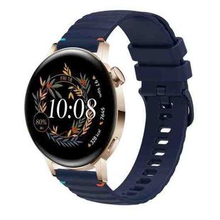 For Huawei Watch GT 3 42mm Wavy Dotted Stitched 20mm Silicone Watch Band(Navy Blue)