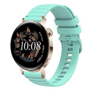 For Huawei Watch GT 3 42mm Wavy Dotted Stitched 20mm Silicone Watch Band(Teal Green)