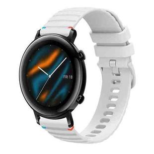 For Huawei Watch GT 2 42mm Wavy Dotted Stitched 20mm Silicone Watch Band(White)