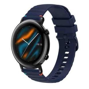 For Huawei Watch GT 2 42mm Wavy Dotted Stitched 20mm Silicone Watch Band(Navy Blue)