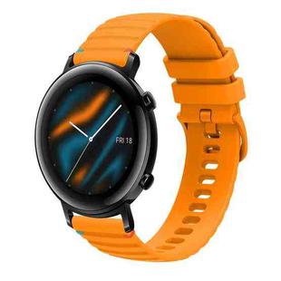 For Huawei Watch GT 2 42mm Wavy Dotted Stitched 20mm Silicone Watch Band(Amber Yellow)