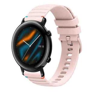 For Huawei Watch GT 2 42mm Wavy Dotted Stitched 20mm Silicone Watch Band(Rose Pink)