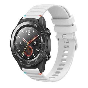 For Huawei Watch 2 Wavy Dotted Stitched 20mm Silicone Watch Band(White)