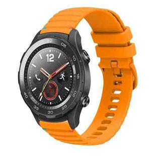 For Huawei Watch 2 Wavy Dotted Stitched 20mm Silicone Watch Band(Amber Yellow)