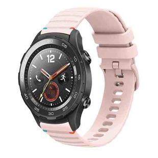 For Huawei Watch 2 Wavy Dotted Stitched 20mm Silicone Watch Band(Rose Pink)