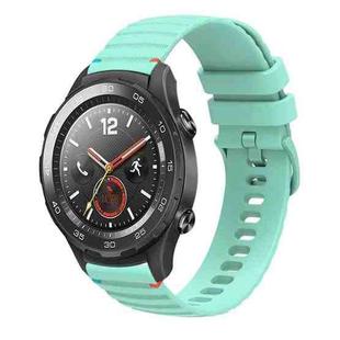 For Huawei Watch 2 Wavy Dotted Stitched 20mm Silicone Watch Band(Teal Green)