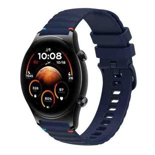 For Honor Watch GS 4 Wavy Dotted Stitched 22mm Silicone Watch Band(Navy Blue)