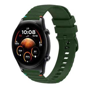 For Honor Watch GS 4 Wavy Dotted Stitched 22mm Silicone Watch Band(Army Green)