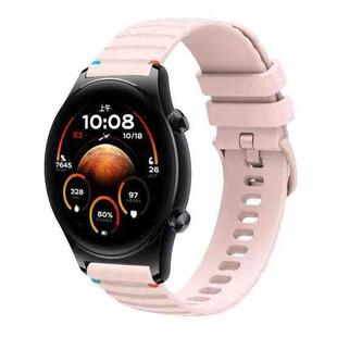 For Honor Watch GS 4 Wavy Dotted Stitched 22mm Silicone Watch Band(Rose Pink)