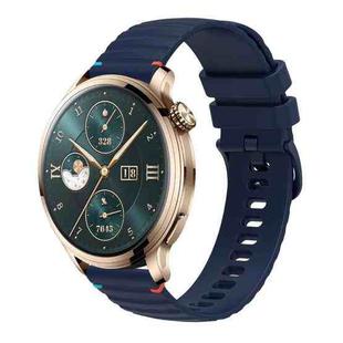 For Honor Watch 4 Pro Wavy Dotted Stitched 22mm Silicone Watch Band(Navy Blue)