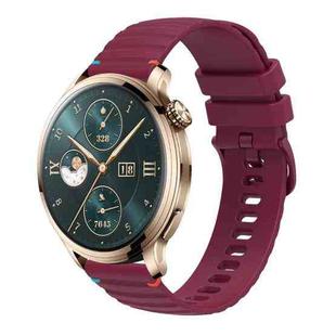 For Honor Watch 4 Pro Wavy Dotted Stitched 22mm Silicone Watch Band(Wine Red)