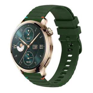 For Honor Watch 4 Pro Wavy Dotted Stitched 22mm Silicone Watch Band(Army Green)