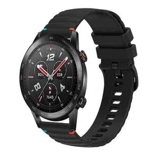 For Honor Watch GS 3i Wavy Dotted Stitched 22mm Silicone Watch Band(Black)