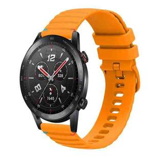 For Honor Watch GS 3i Wavy Dotted Stitched 22mm Silicone Watch Band(Amber Yellow)