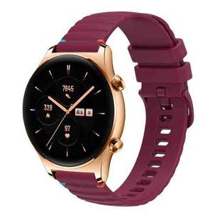 For Honor Watch GS 3 Wavy Dotted Stitched 22mm Silicone Watch Band(Wine Red)