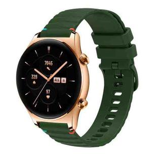 For Honor Watch GS 3 Wavy Dotted Stitched 22mm Silicone Watch Band(Army Green)