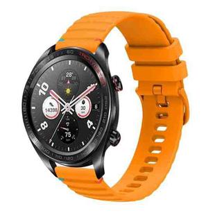 For Honor Watch Dream Wavy Dotted Stitched 22mm Silicone Watch Band(Amber Yellow)