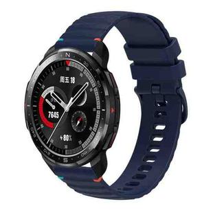 For Honor Watch GS Pro Wavy Dotted Stitched 22mm Silicone Watch Band(Navy Blue)