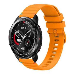 For Honor Watch GS Pro Wavy Dotted Stitched 22mm Silicone Watch Band(Amber Yellow)