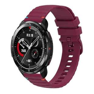 For Honor Watch GS Pro Wavy Dotted Stitched 22mm Silicone Watch Band(Wine Red)