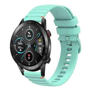 For Honor Magic Watch 2 46mm Wavy Dotted Stitched 22mm Silicone Watch Band(Teal Green)