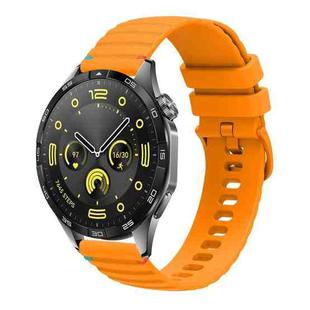 For Huawei Watch GT 4 46mm Wavy Dotted Stitched 22mm Silicone Watch Band(Amber Yellow)