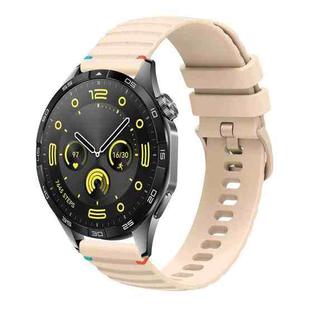 For Huawei Watch GT 4 46mm Wavy Dotted Stitched 22mm Silicone Watch Band(Cream Coloured)