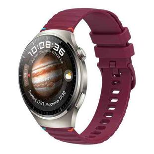 For Huawei Watch 4 Pro Wavy Dotted Stitched 22mm Silicone Watch Band(Wine Red)