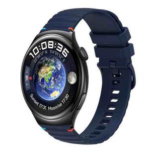 For Huawei Watch 4 Wavy Dotted Stitched 22mm Silicone Watch Band(Navy Blue)