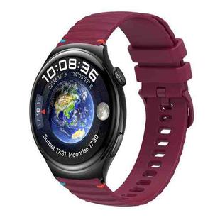 For Huawei Watch 4 Wavy Dotted Stitched 22mm Silicone Watch Band(Wine Red)