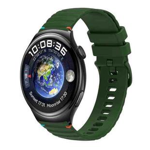 For Huawei Watch 4 Wavy Dotted Stitched 22mm Silicone Watch Band(Army Green)