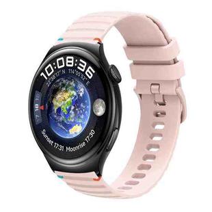 For Huawei Watch 4 Wavy Dotted Stitched 22mm Silicone Watch Band(Rose Pink)