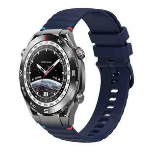 For Huawei Watch Ultimate Wavy Dotted Stitched 22mm Silicone Watch Band(Navy Blue)