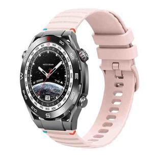 For Huawei Watch Ultimate Wavy Dotted Stitched 22mm Silicone Watch Band(Rose Pink)