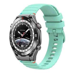 For Huawei Watch Ultimate Wavy Dotted Stitched 22mm Silicone Watch Band(Teal Green)