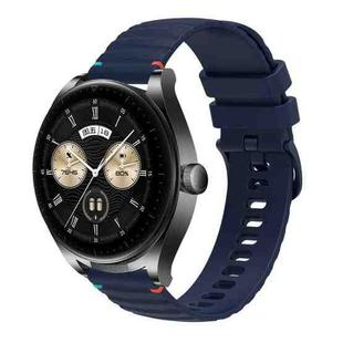 For Huawei Watch Buds Wavy Dotted Stitched 22mm Silicone Watch Band(Navy Blue)