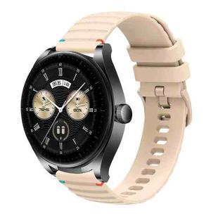 For Huawei Watch Buds Wavy Dotted Stitched 22mm Silicone Watch Band(Cream Coloured)