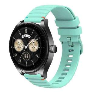 For Huawei Watch Buds Wavy Dotted Stitched 22mm Silicone Watch Band(Teal Green)