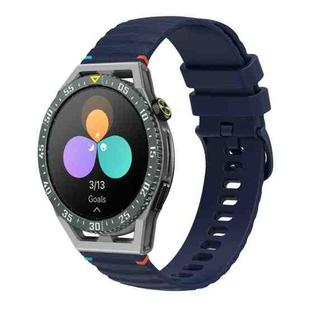 For Huawei Watch GT 3 SE Wavy Dotted Stitched 22mm Silicone Watch Band(Navy Blue)